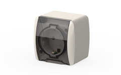 Elbi Eva Beyaz Nemliyer Kapaklı Topraklı Priz IP54