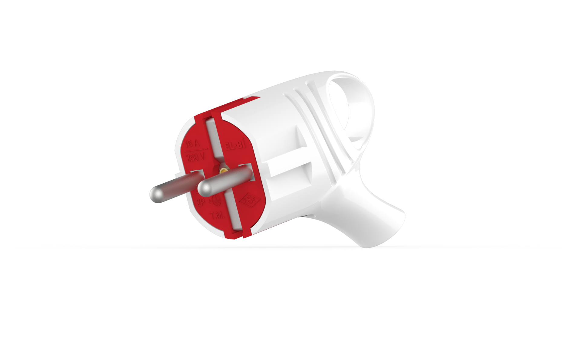 Elbi L Tipi Topraklı Erkek Fiş Beyaz Kırmızı