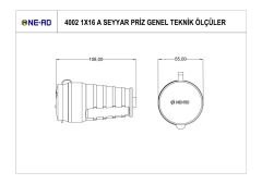 Ne-Ad 4002 1X16A Kauçuk Seyyar Priz