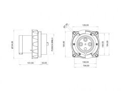 Bemis BC1-6504-7114 Cee Norm 4X125A Makine Fişi Kontak Koruma Çerçeveli RS 380V IP67