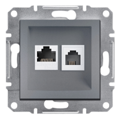Schneider Electric EPH5200162 Asfora Çelik RJ11+RJ45 Cat6 UTP Çerçevesiz