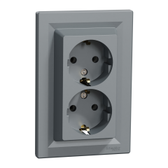 Schneider Electric EPH9900162 Asfora Çelik İkili Topraklı Priz