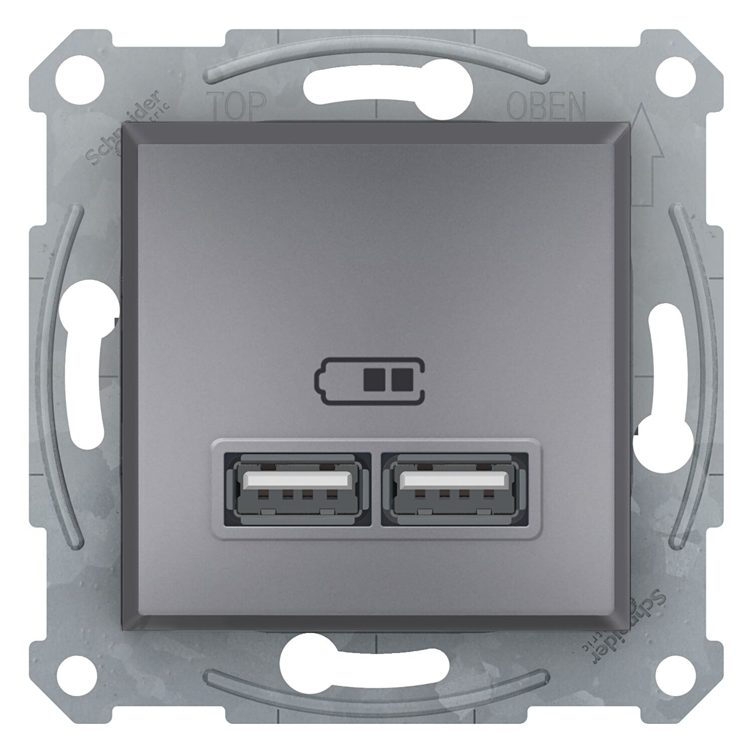 Schneider Electric EPH2700262 Asfora Çelik İkili USB Prizi 2.1A Type A