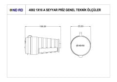Ne-Ad 4014 1X16A Topraklı Kauçuk Seyyar Priz
