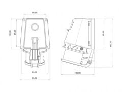 Bemis BC1-1505-2235 Cee Norm 5x16A 90 Derece Eğik Duvar Fişi Yaylı Kapak IP44