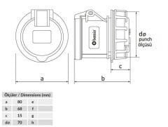 Bemis 3x32A Somunlu Makine Prizi 220V IP44