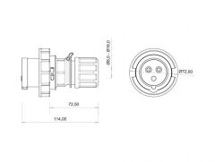 Bemis BC1-1403-7011 3X16A Düz Fiş 220V IP67