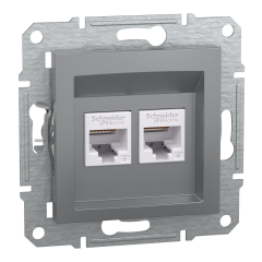 Schneider Electric EPH4800162 Asfora Çelik 2xRJ45CAT6-UTP Prizi