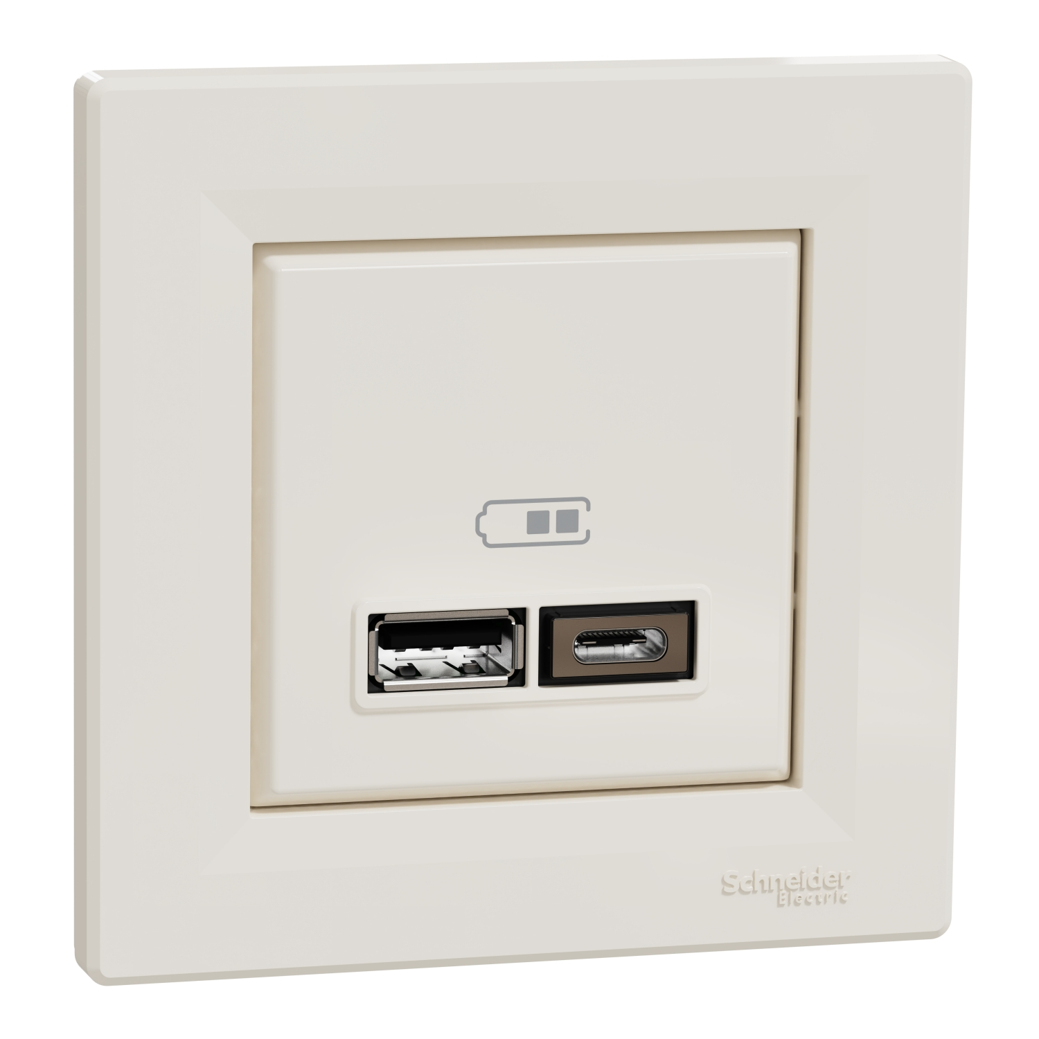 Schneider Electric EPH2700323 Asfora Krem USB Prizi İkili 2.4A Type A+C