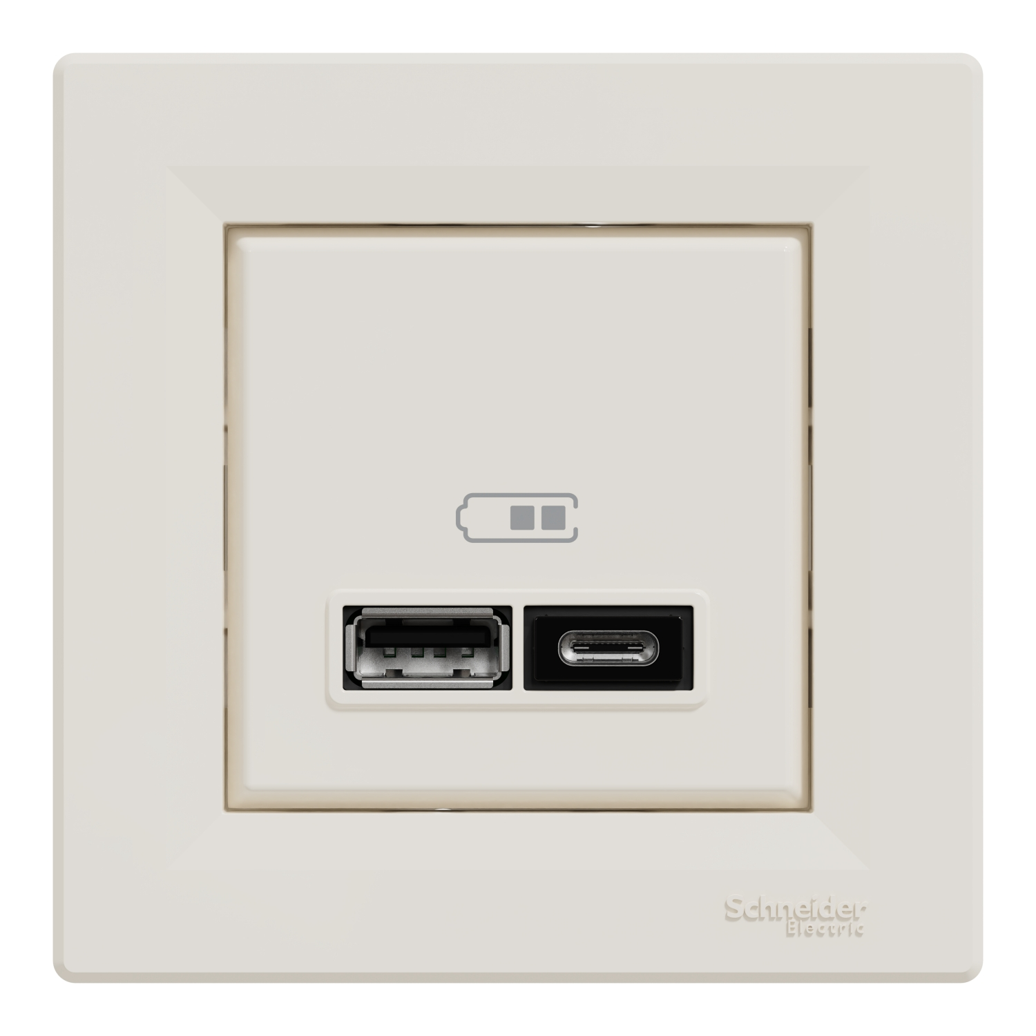 Schneider Electric EPH2700323 Asfora Krem USB Prizi İkili 2.4A Type A+C