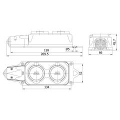 Mete Enerji 404014 1X16A Kauçuk Üçlü Grup Priz Eğik