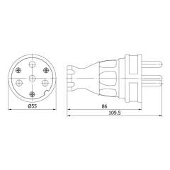 Mete Enerji 401003 3X25A Kauçuk Trifaze Erkek Fiş