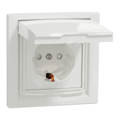 Schneider Electric EPH3100321 Asfora Beyaz IP44 Ç.K. Kapaklı Topraklı Priz Çerçeveli