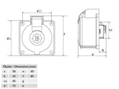 Bemis BP1-1402-2410 1X16A 200/250V IP44 Plastik Makina Priz