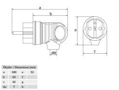 Bemis 1X16A 220V Kauçuk Kulplu Eğik Fiş