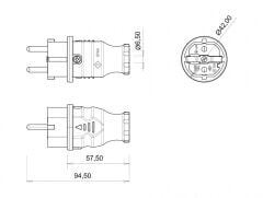 Bemis 1X16A 220V Kauçuk Düz Fiş