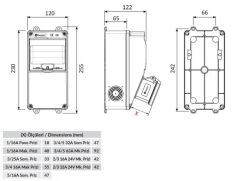 Bemis BD1-2101-2020 V5 Ön 1 Ad. Delikli 1X16A 2 Ad. Yan 120X225X122 IP44 Kombinasyon