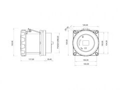Bemis CEE Norm 5X125A 380V IP67 Makina Prizi (RS) Kontak Koruma Çerçeveli
