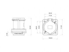 Bemis CEE Norm 5X32A 380V IP67 90 Derece Eğik Duvar Prizi