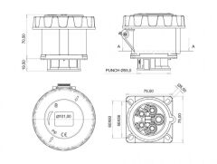 Bemis CEE Norm 5X32A 380V IP67 Makina Priz (75X75)