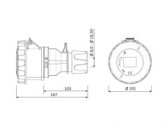 Bemis CEE Norm 5X32A 380V IP67 Uzatma Prizi