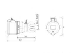 Bemis CEE Norm 5X32A 380V IP44 Uzatma Priz