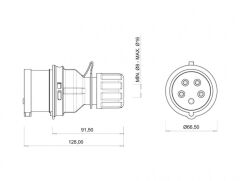 Bemis CEE Norm 5X16A 380V IP44 Düz Fiş