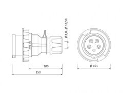 Bemis CEE Norm 5X32A 380V IP67 Düz Fiş