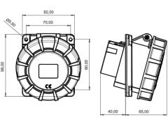 Bemis BC1-3505-7420 Cee Norm 5X32A 380V IP67 45 Derece Eğik Makina Prizi
