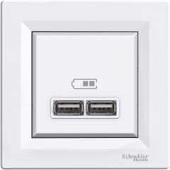Schneider Electric EPH2700221 Asfora Beyaz İkili USB Prizi 2.1A Type A