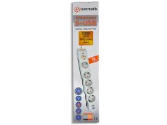 Tunçmatik Beşli Akım Korumalı Priz 2 USB'li Beyaz Powersurge TSK5015