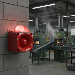 Mesan MS 3050.10.1.220VAC Endüstriyel LED Işıklı Siren Kırmızı Gövde