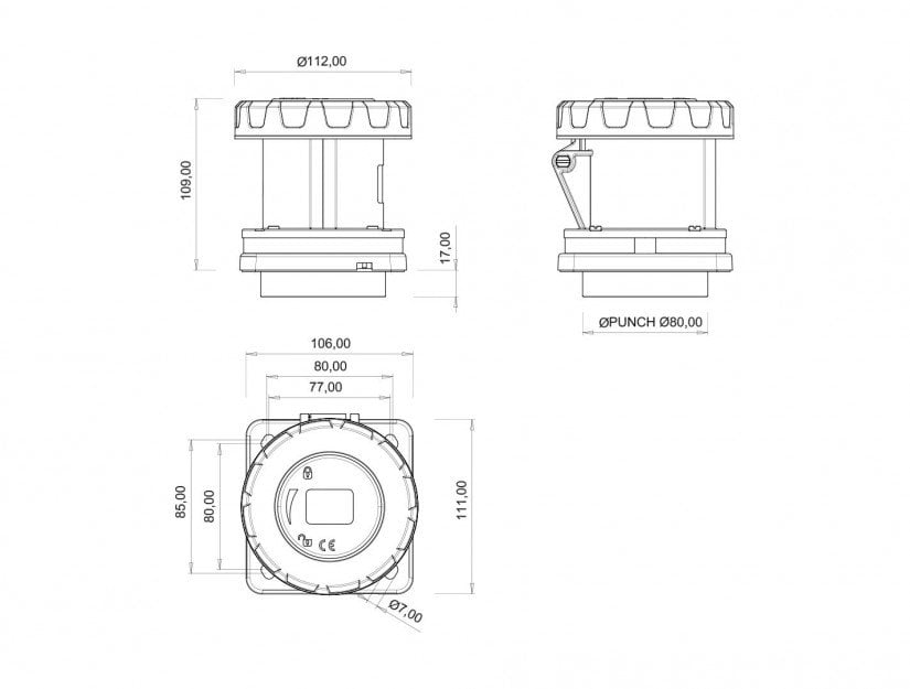 Bemis BC1-4505-7413 Cee Norm 5X63A Makine Prizi Kontak Koruma Çerçeveli 380V IP67