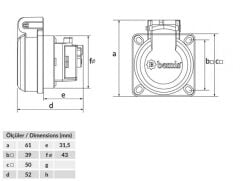 Bemis BY8-1402-3700 1X16A Monofaze Mavi Pano Prizi IP54