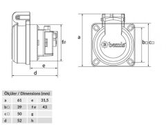 Bemis BY8-1402-3700 1X16A Monofaze Mavi Pano Prizi IP54